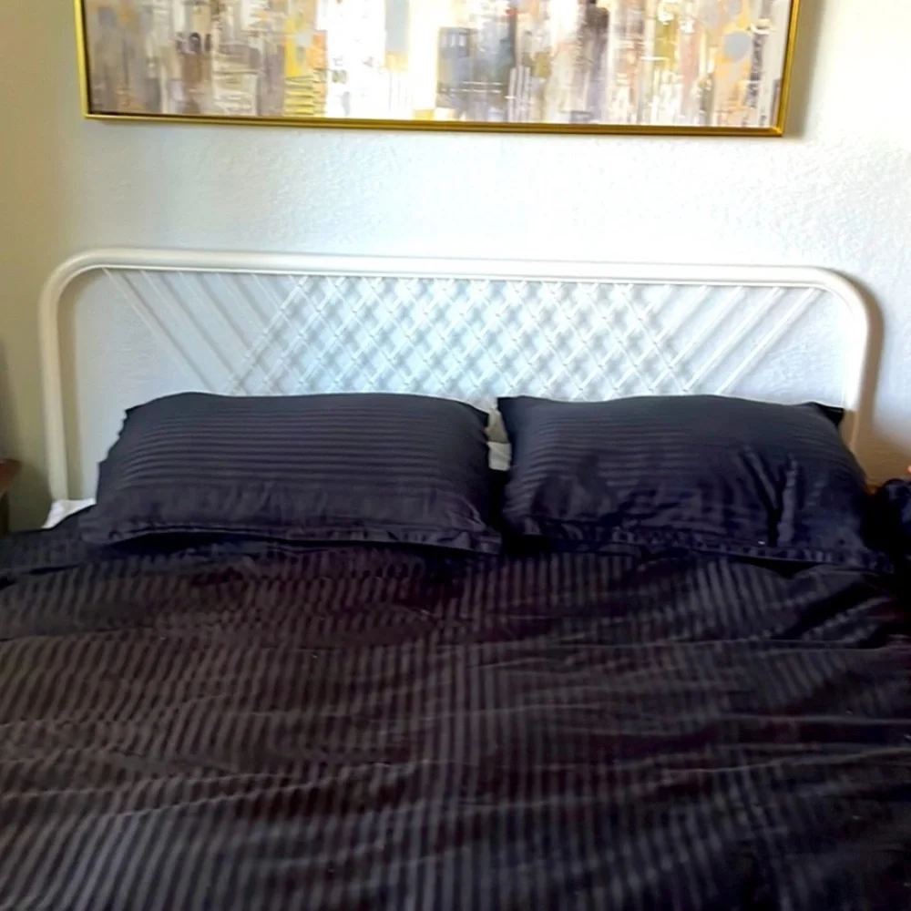 Full/ Queen 3-Piece Black Striped Damask Duvet Cover & Shams Set